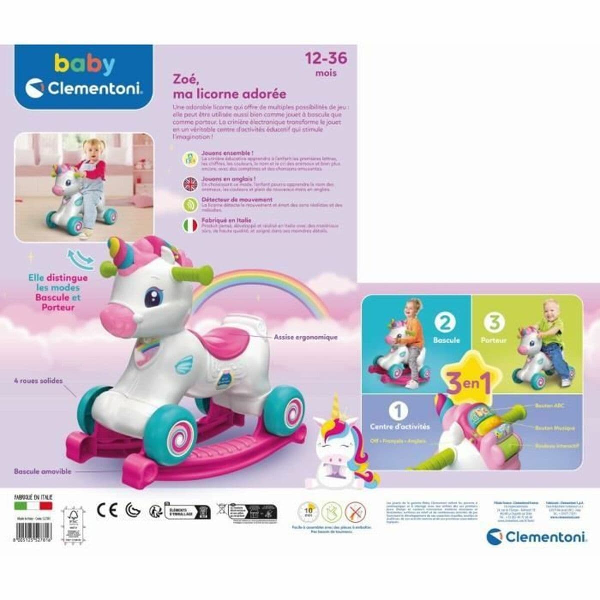 Vaikiškas paspirtukas Clementoni Zoé Vienaragis - Image 5