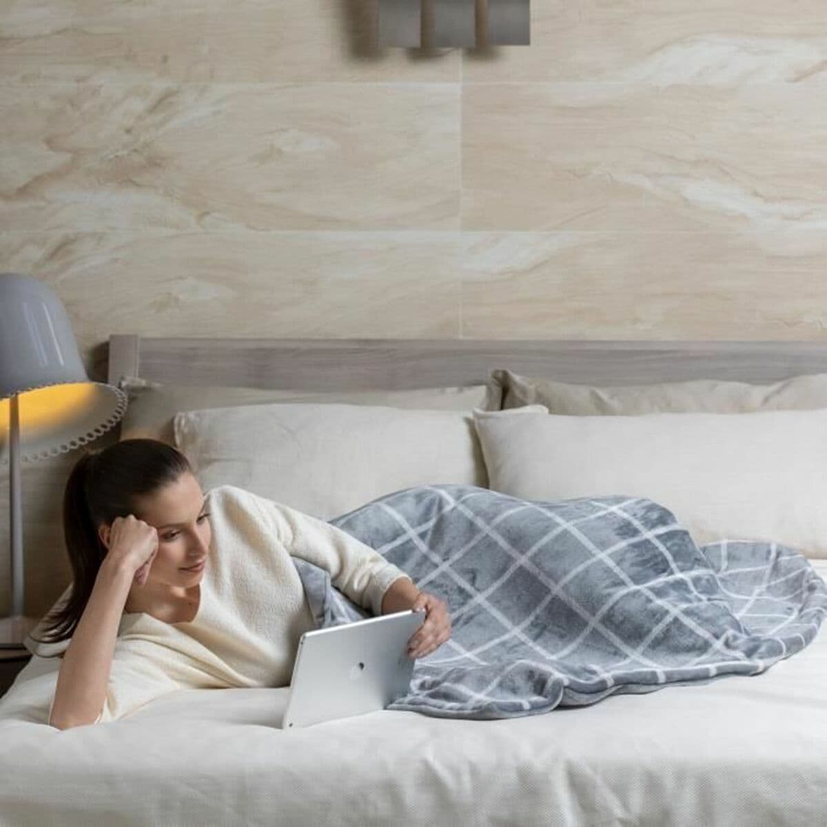 Elektrisk filt IMETEC 16775 Grå Vit/Grå - Image 5