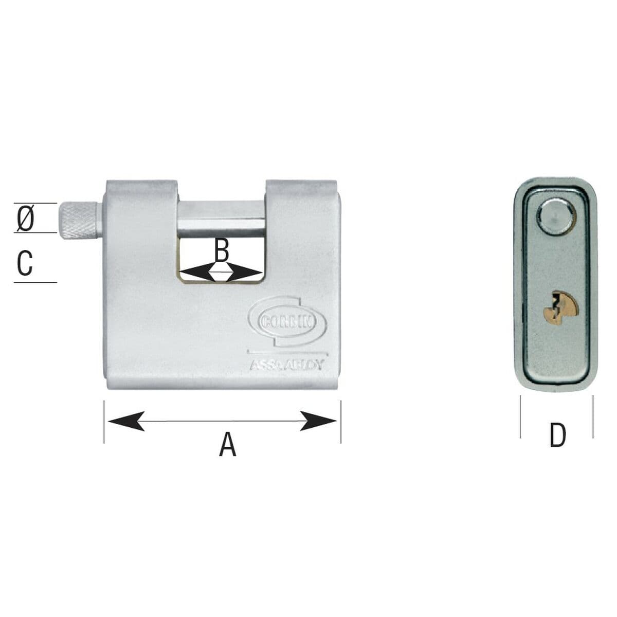 Lacăt cu cheie CORBIN Dreptunghiular Alamă Oțel Blindat - Image 4