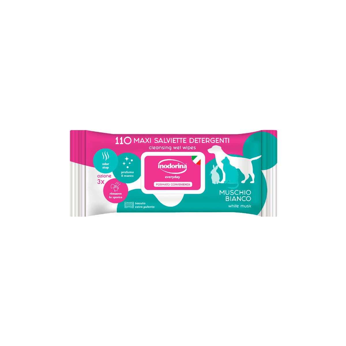 Lingettes humides pour animaux domestiques Inodorina 110 Unités