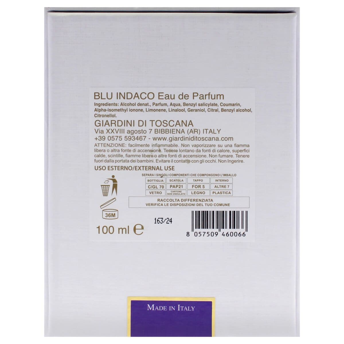 Unisex-Parfüm Giardini di Toscana BLU INDACO EDP 100 ml - Image 6