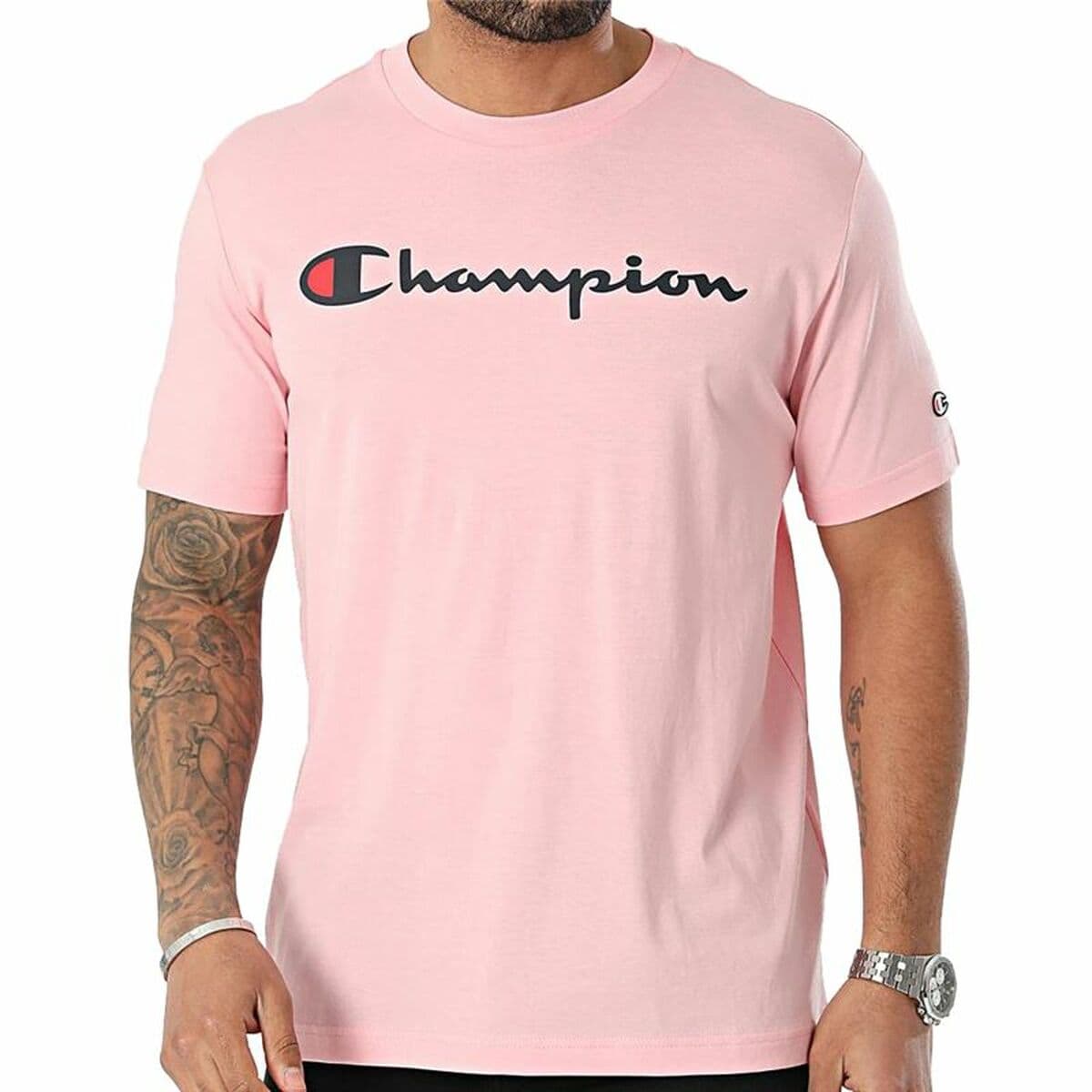 Camiseta de Manga Corta Hombre Champion Crewneck Rosa