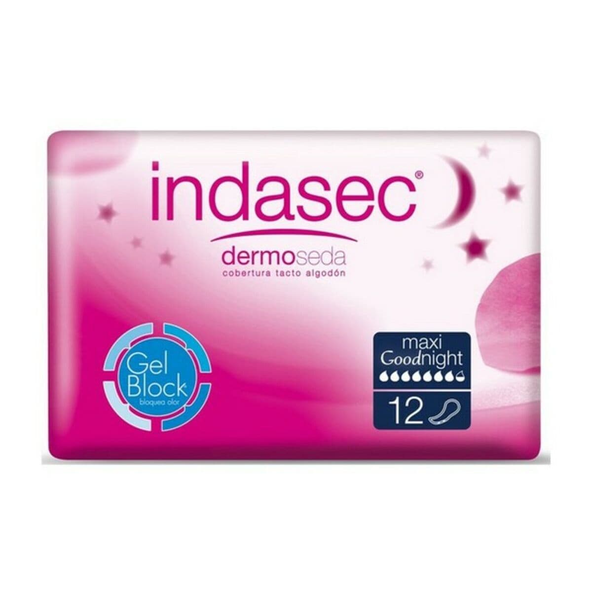 Compresas para Incontinencia Dermoseda Good Night maxi Indasec 1233-39871 (12 uds) (Parafarmacia)