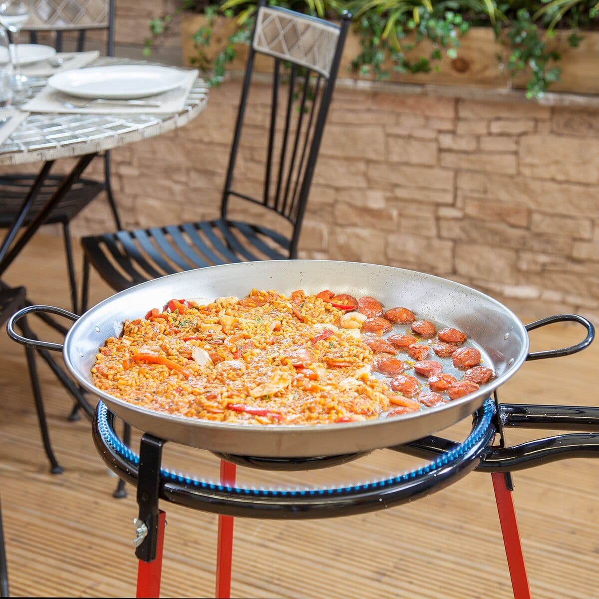 Palnik do Paelli Vaello 6140 Czarny Stal Tripod Palnik Hiszpania (2 Części) (Odnowione A) - Image 4