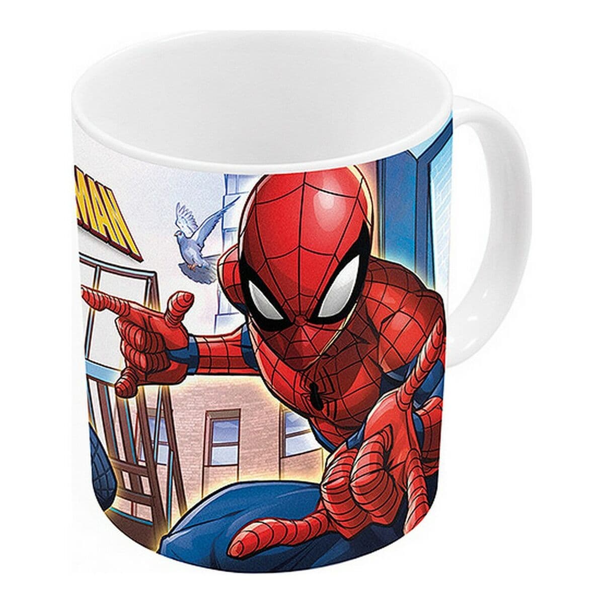 Mugg Spider-Man Great power Blå Röd Keramik 350 ml