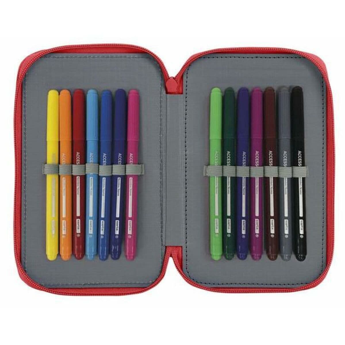 Plumier Doble Real Sporting de Gijón Rojo 12.5 x 19.5 x 4 cm (28 piezas) - Image 4