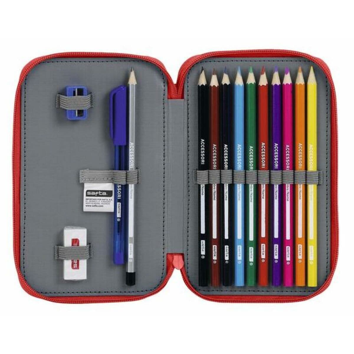 Plumier Doble Real Sporting de Gijón Rojo 12.5 x 19.5 x 4 cm (28 piezas) - Image 2