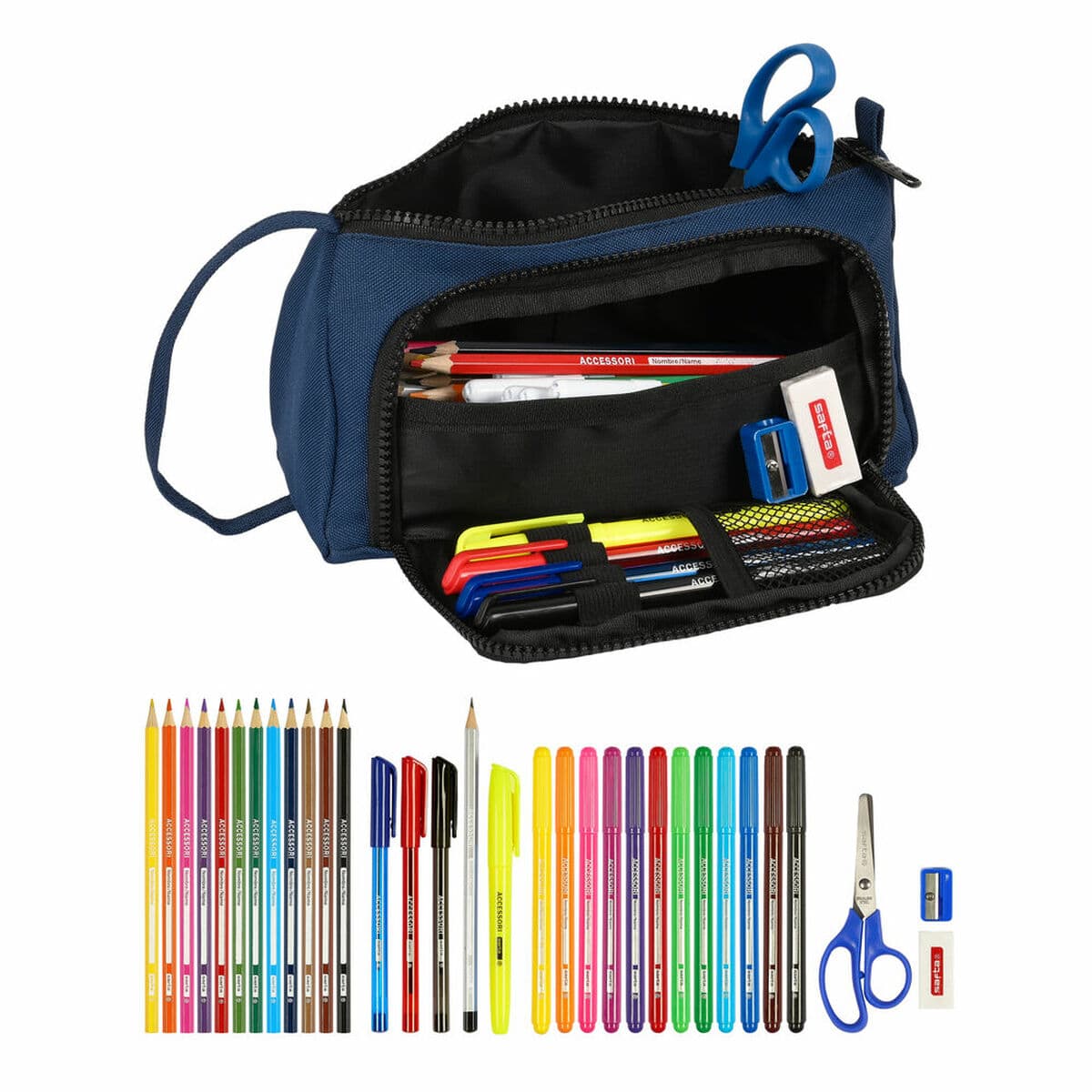 Trousse Scolaire avec Accessoires BlackFit8 Urban Noir Blue marine (32 Pièces) - Image 2