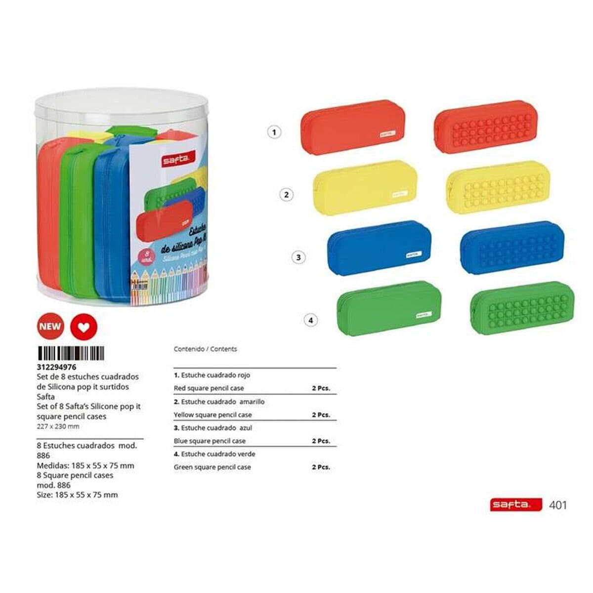 Schoolpennenzak Safta Pop It Rood 27 x 23 cm Set - Image 4