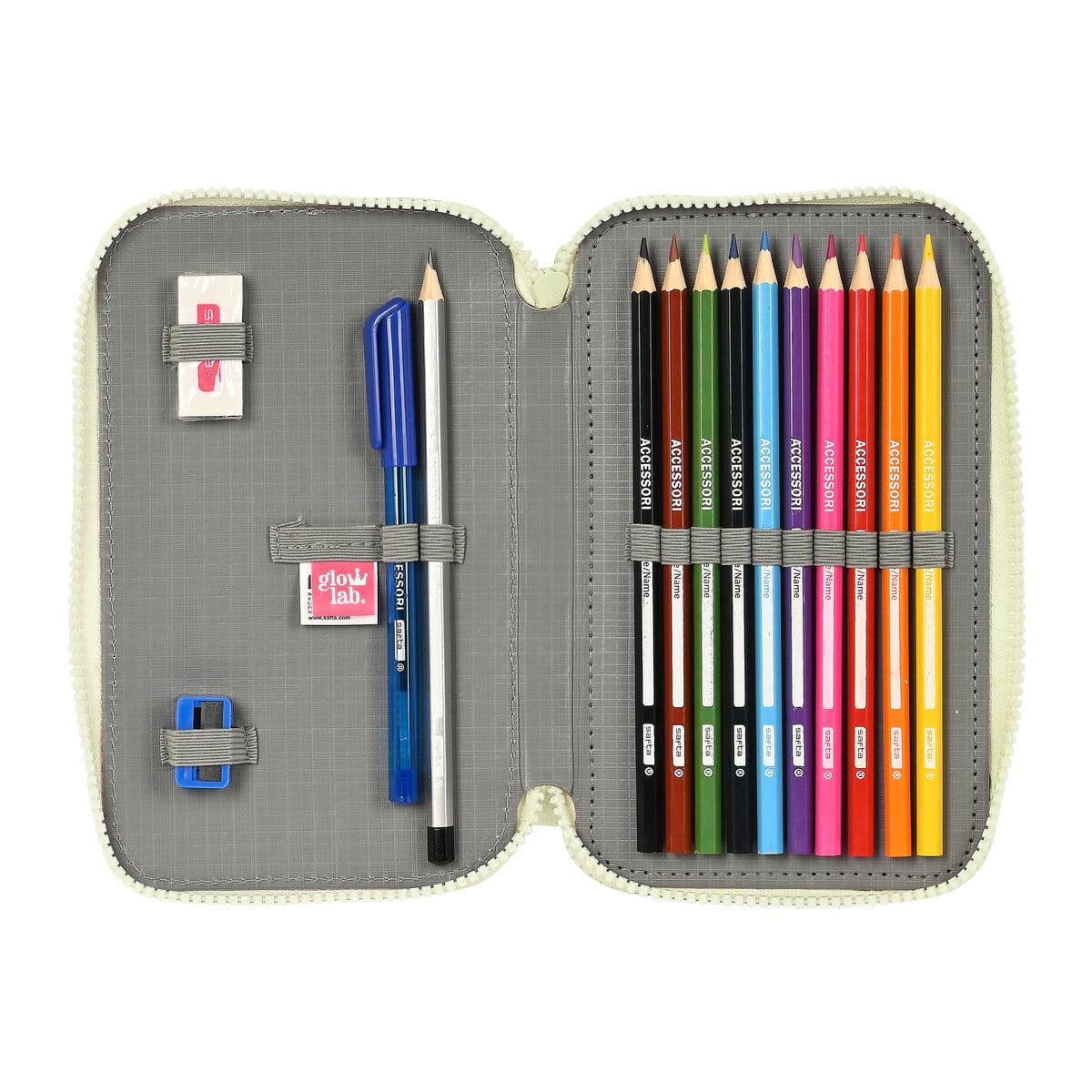 Schooletui met Accessoires Glow Lab Magic flow Beige 12.5 x 19.5 x 4 cm (28 Onderdelen) - Image 5