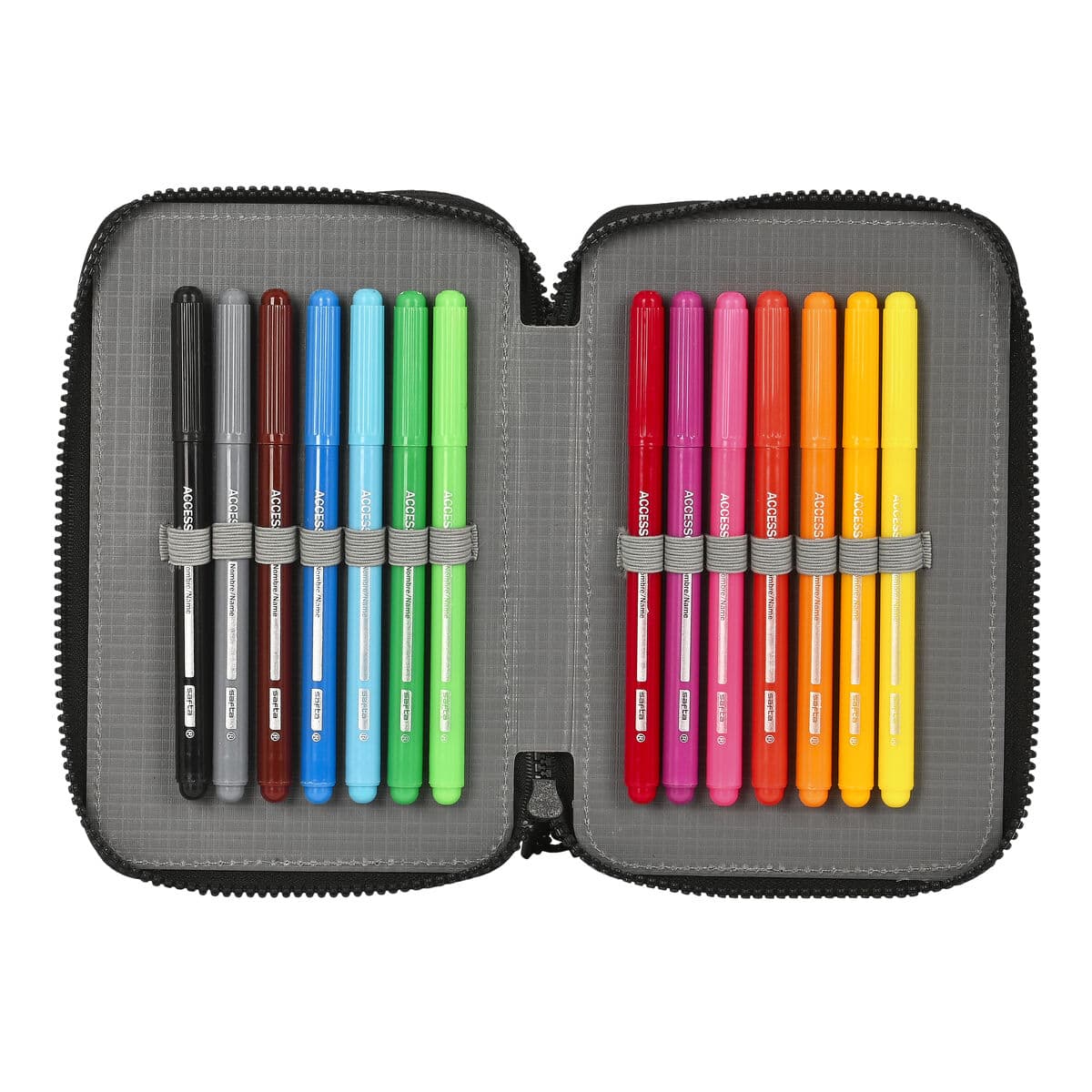 Estuche Escolar con Accesorios Paul Frank Campers Negro 12.5 x 19.5 x 4 cm (28 piezas) - Image 3