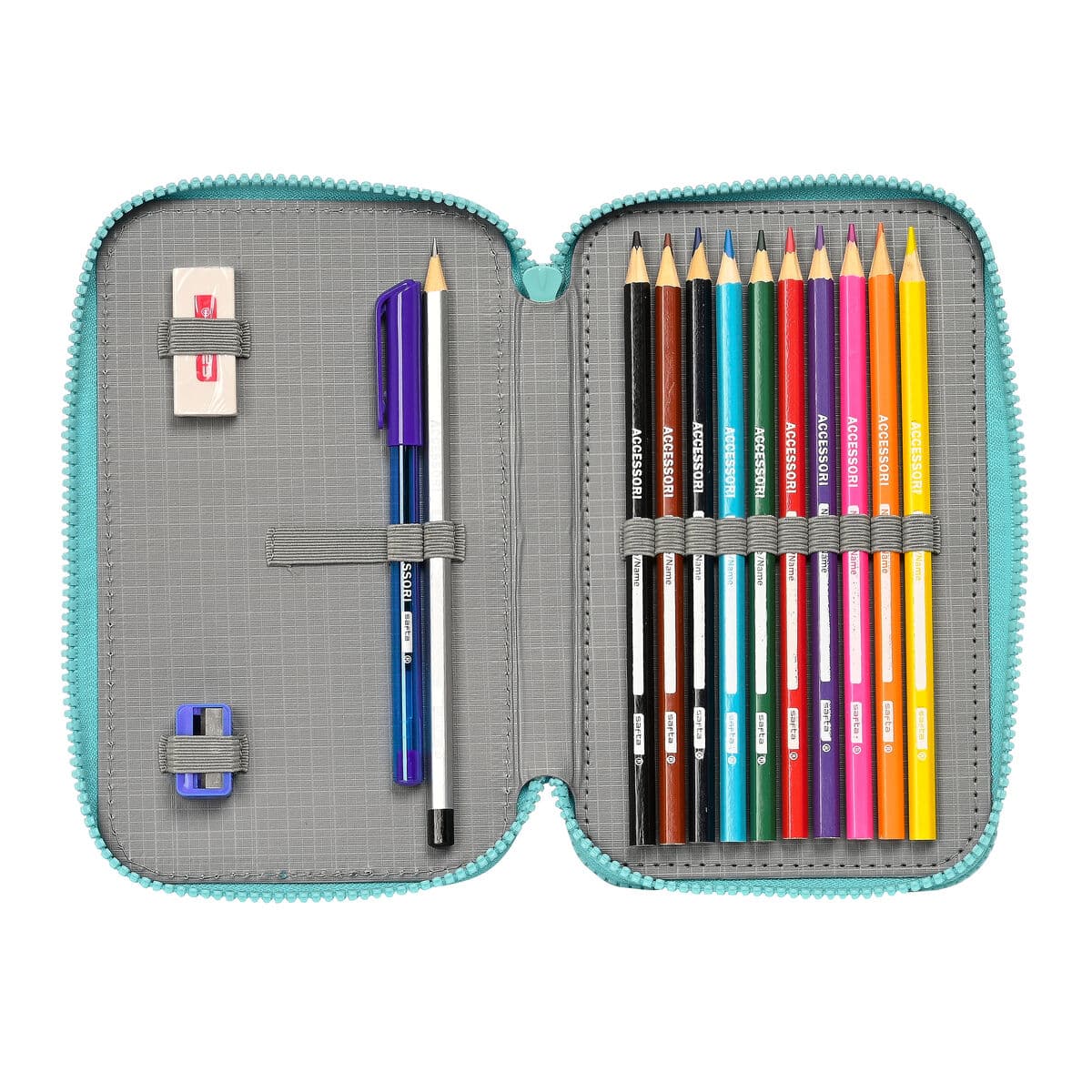 Dvostruka pernica Baby Shark Surfing Plava Bijela 12.5 x 19.5 x 4 cm (28 Dijelovi) - Image 3