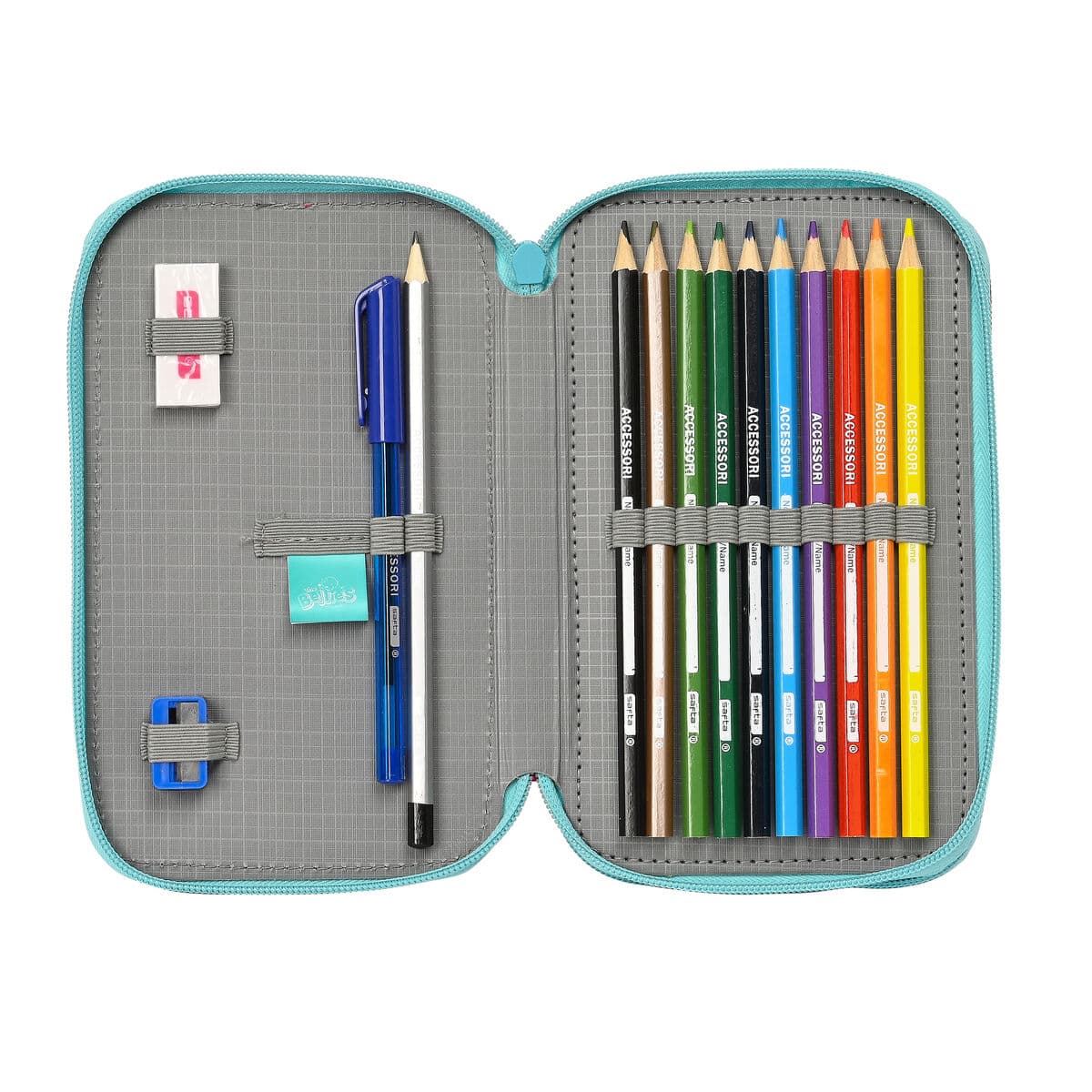 Plumier Doble The Bellies Blanco Morado Turquesa 12.5 x 19.5 x 4 cm (28 piezas) - Image 2