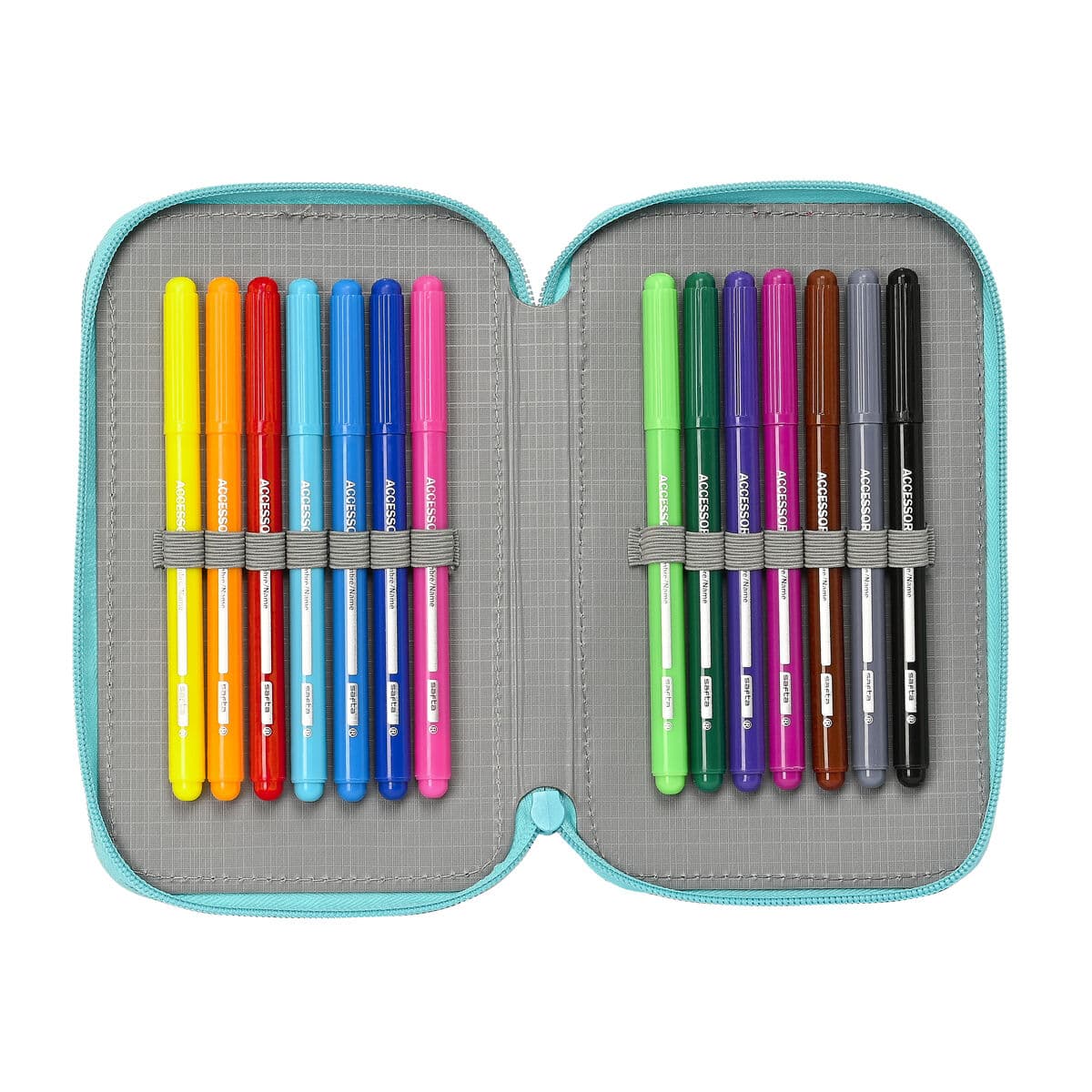 Plumier Doble The Bellies Blanco Morado Turquesa 12.5 x 19.5 x 4 cm (28 piezas) - Image 3
