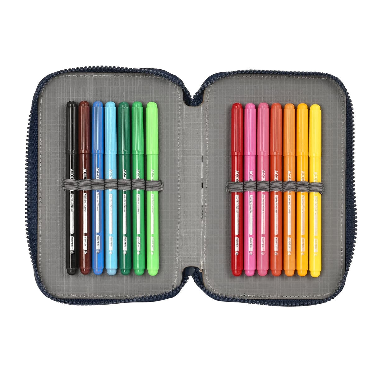 Plumier Doble Munich Flash Azul marino 12.5 x 19.5 x 4 cm (28 piezas) - Image 4