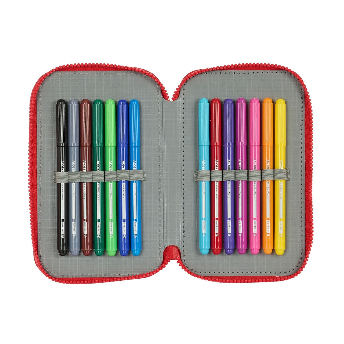 Plumier Doble Sevilla Fútbol Club Negro Rojo 12.5 x 19.5 x 4 cm (28 piezas) - Image 2