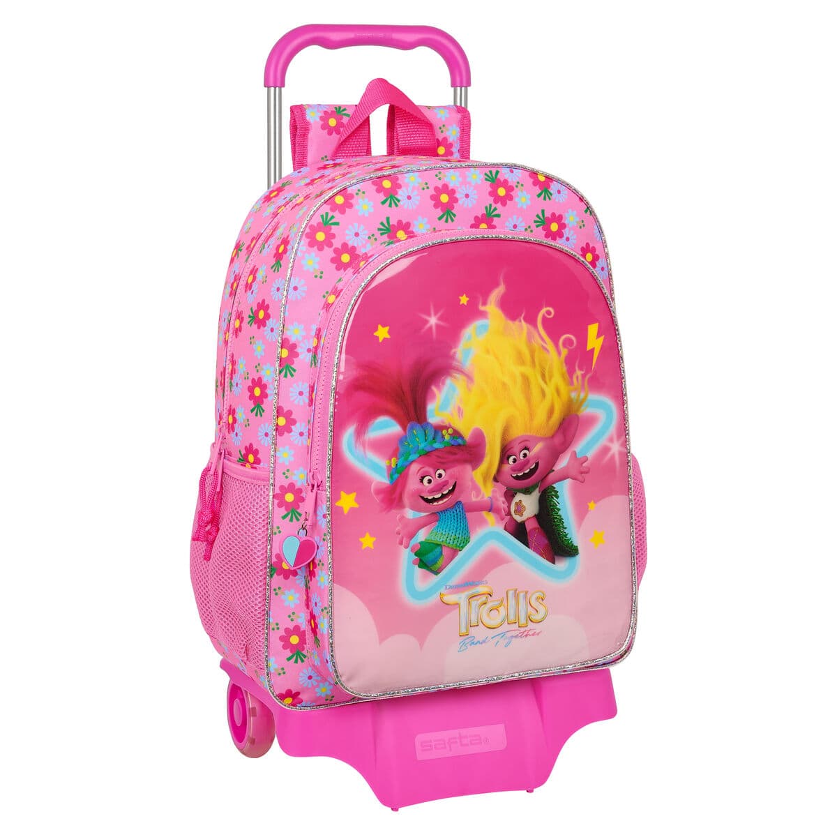 Mochila Escolar com Rodas Trolls Cor de Rosa 33 x 42 x 14 cm