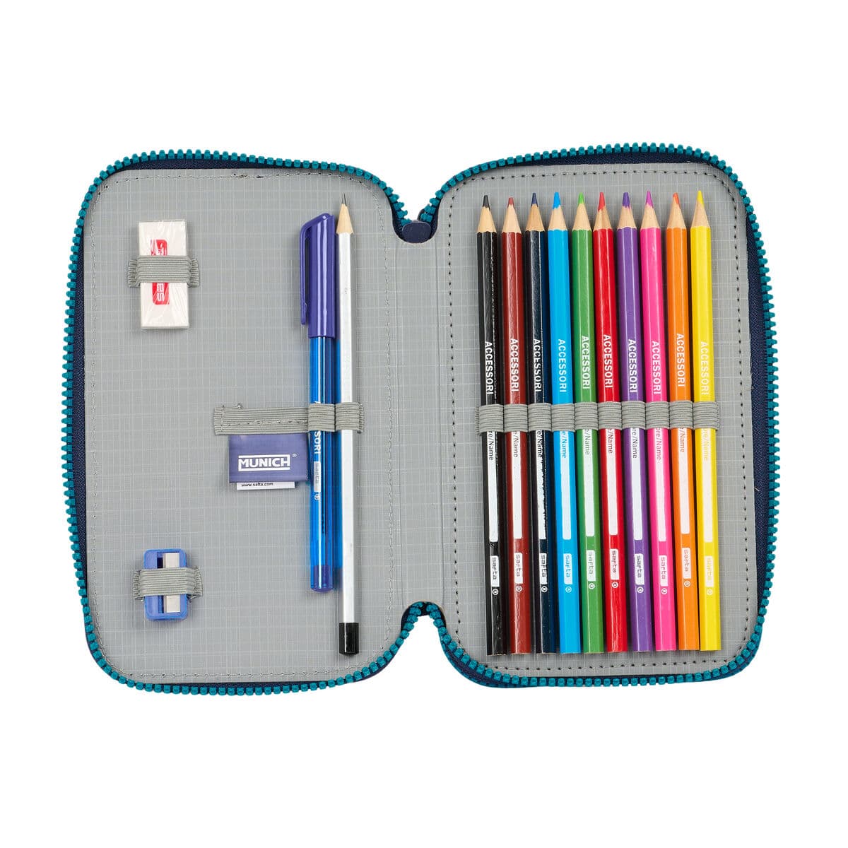 Plumier Doble Munich Nautic Azul marino 12.5 x 19.5 x 4 cm 28 piezas - Image 5