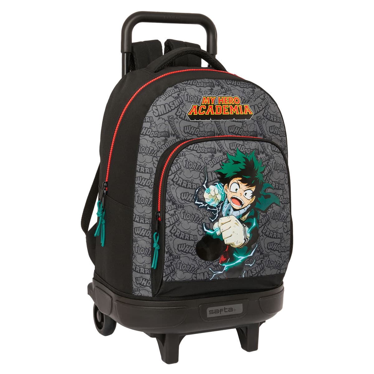 Schulrucksack mit Rädern My Hero Academia Schwarz 33 x 45 x 22 cm