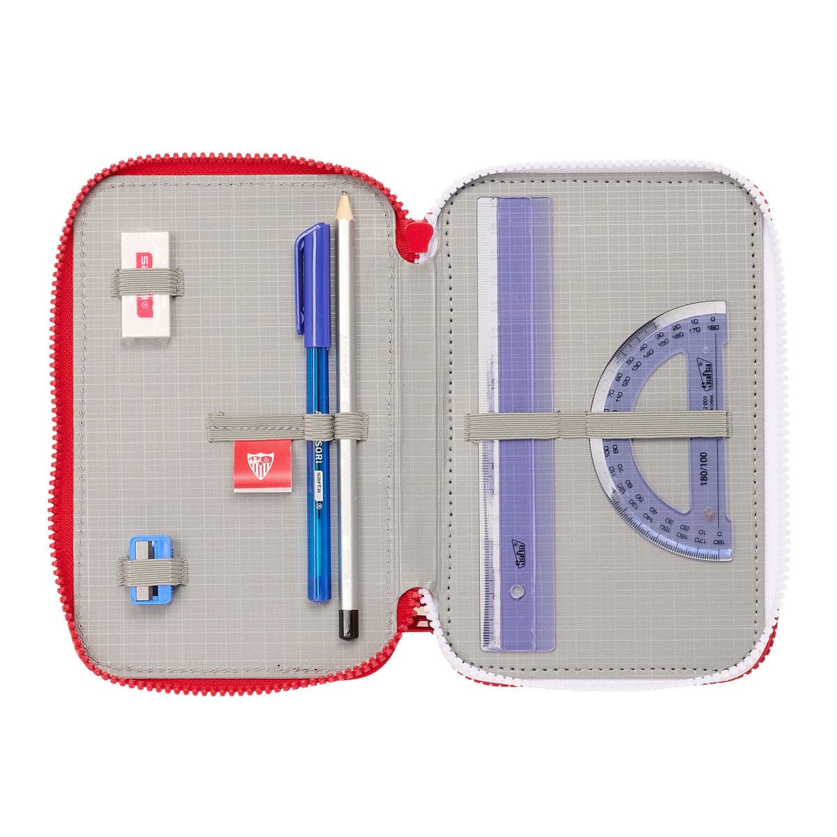 Dreifaches Federmäppchen Sevilla Fútbol Club Rot 12,5 x 19,5 x 5,5 cm 36 Stücke - Image 5