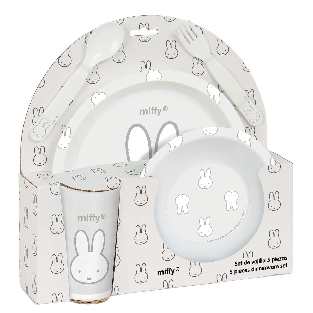 Set de vajilla infantil Miffy Niebla (5 Piezas)