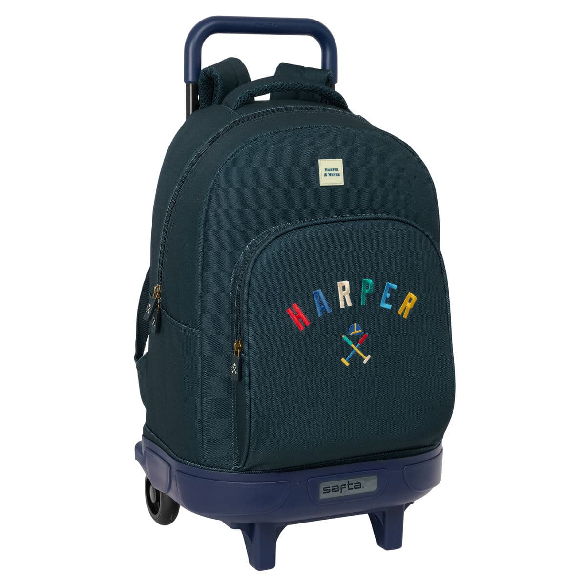 School Rucksack with Wheels Harper & Neyer Navy Blue 33 x 45 x 22 cm