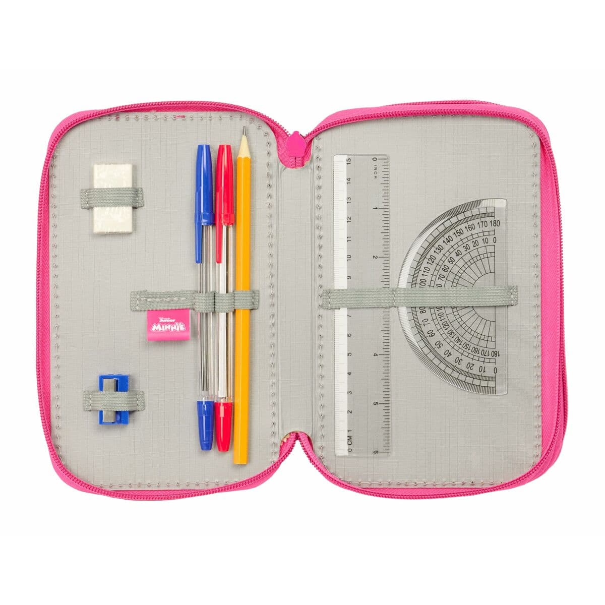 Plumier Triple Minnie Mouse Rosa 12,5 x 19,5 x 5,5 cm 37 Piezas - Image 4