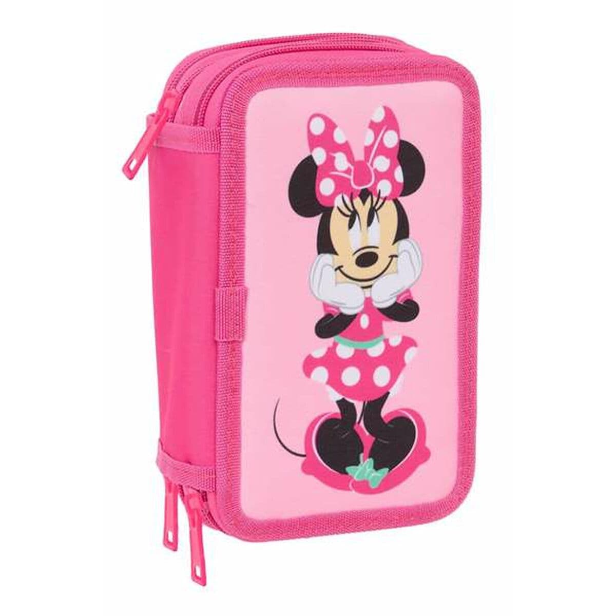 Dreifaches Federmäppchen Minnie Mouse Rosa 12,5 x 19,5 x 5,5 cm 37 Stücke
