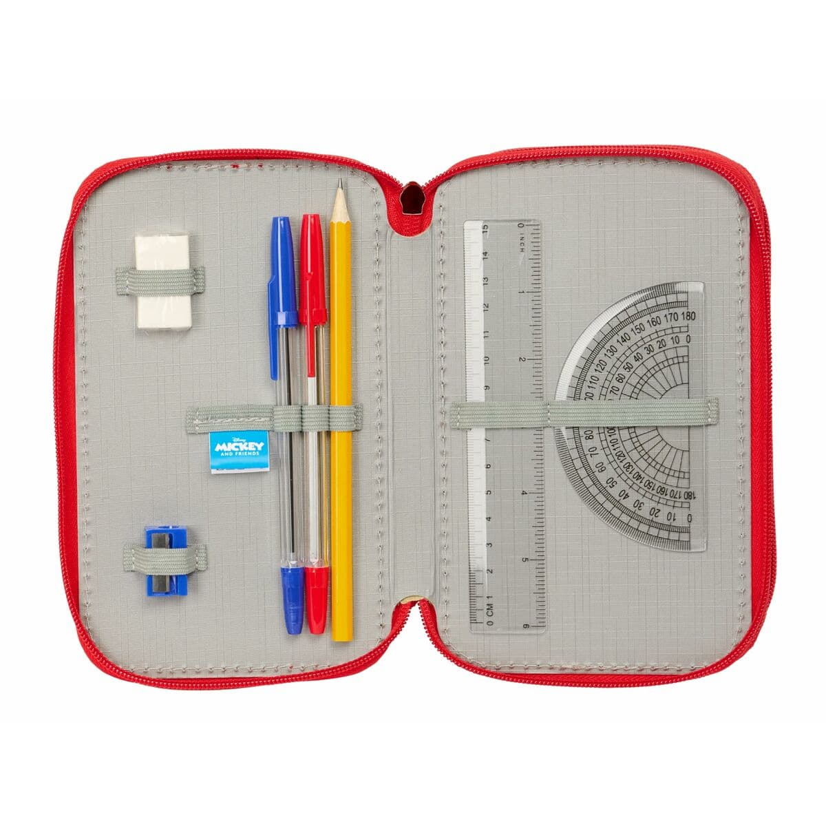 Dreifaches Federmäppchen Mickey Mouse Rot 12,5 x 19,5 x 5,5 cm 37 Stücke - Image 4