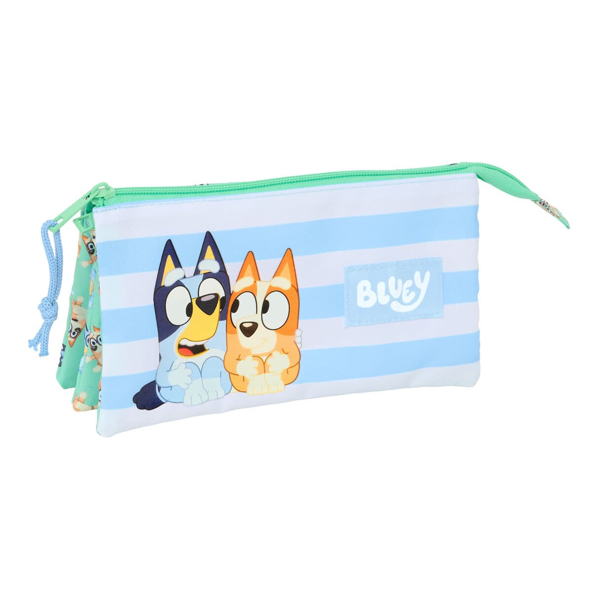Dreifaches Mehrzweck-Etui Bluey Sisters grün 22 x 12 x 3 cm