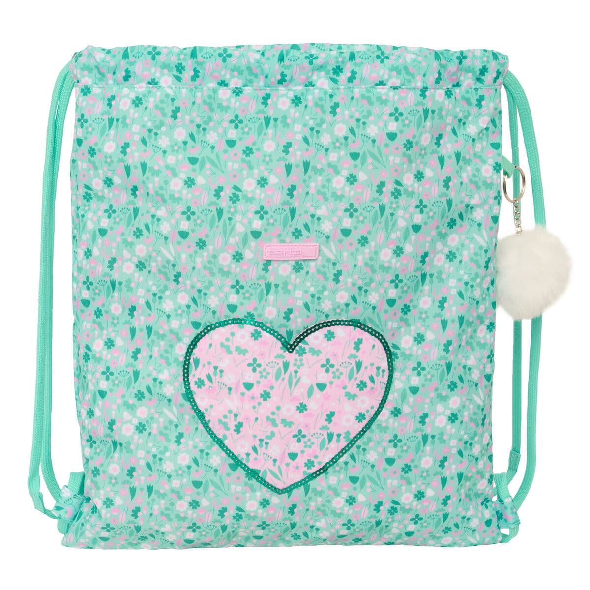 Bolsa Mochila con Cuerdas Safta Cuore Menta 35 x 40 x 1 cm