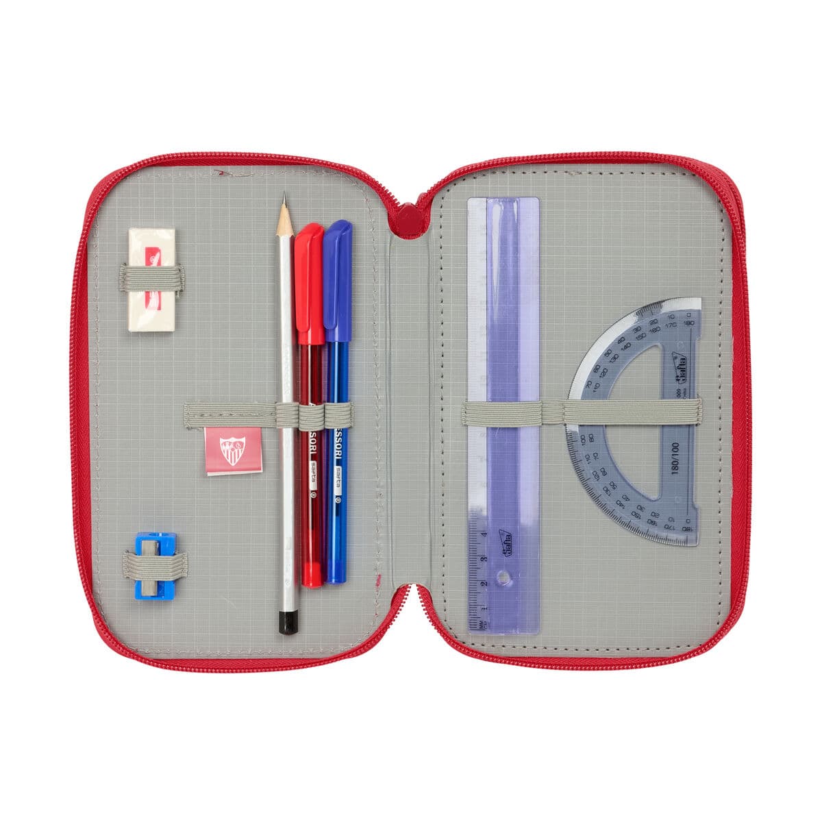 Triple Pencil Case Sevilla Fútbol Club Red 12,5 x 19,5 x 5,5 cm 37 Pieces - Image 4