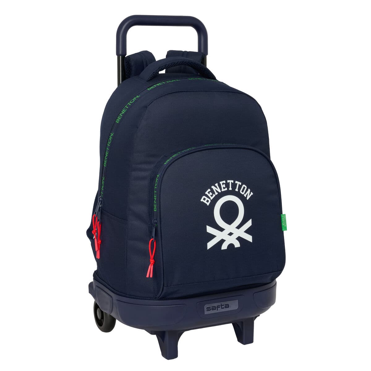 School Rucksack with Wheels Benetton Together Navy Blue 33 x 45 x 22 cm