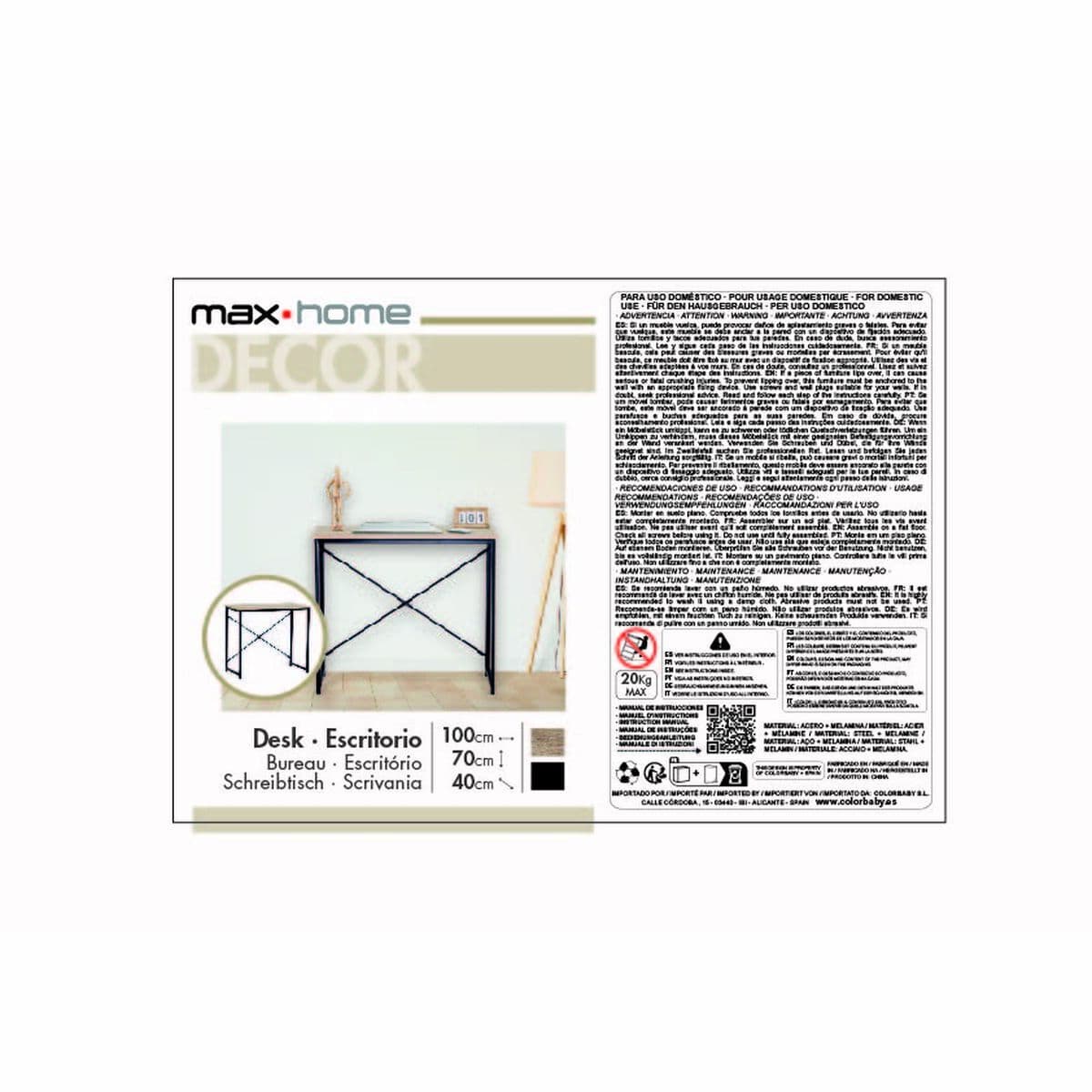 Schreibtisch Aktive Schwarz Holz (Restauriert B) - Image 7