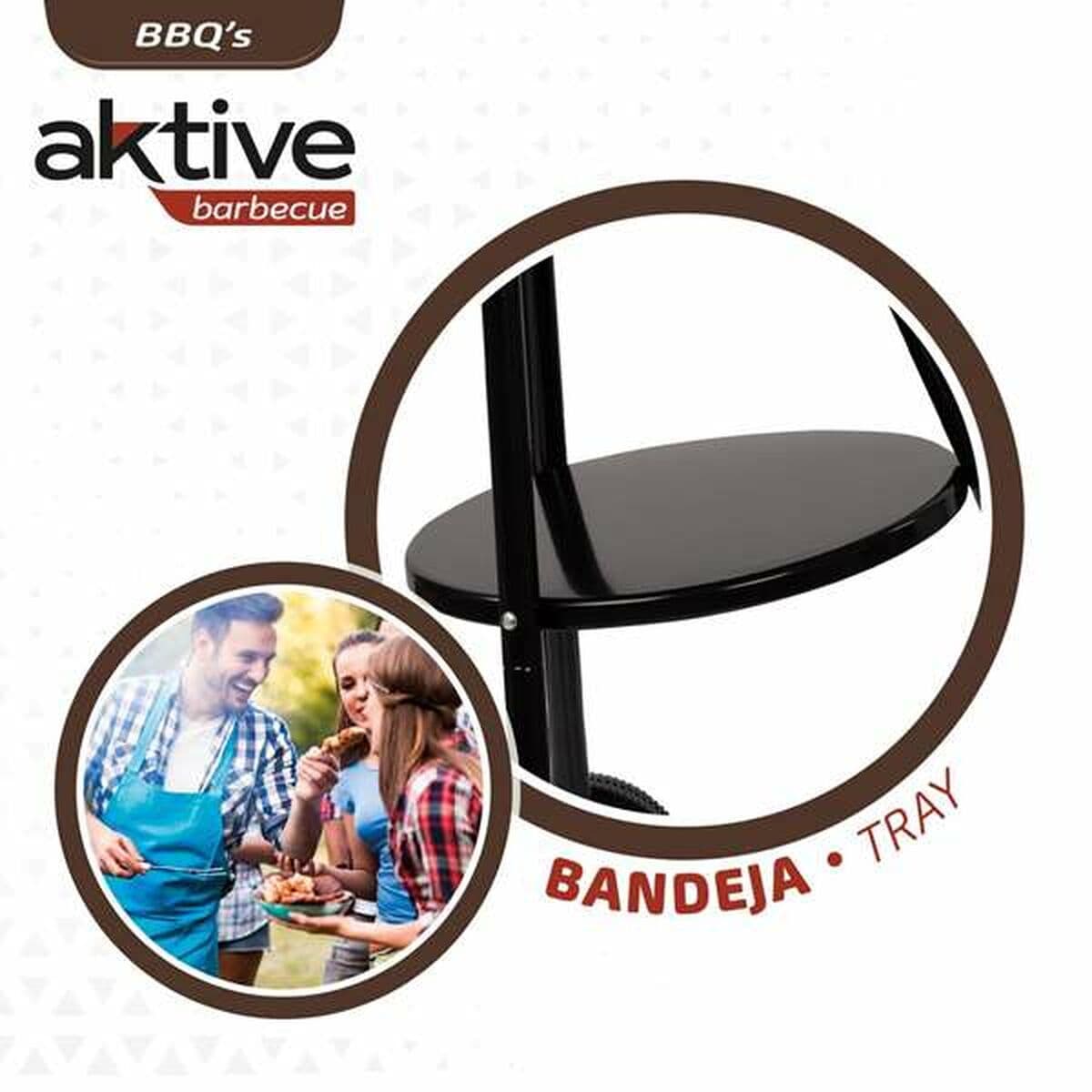 Barbacoa de Carbón con Ruedas Aktive Textilene 42 x 76,5 cm Negro - Image 7