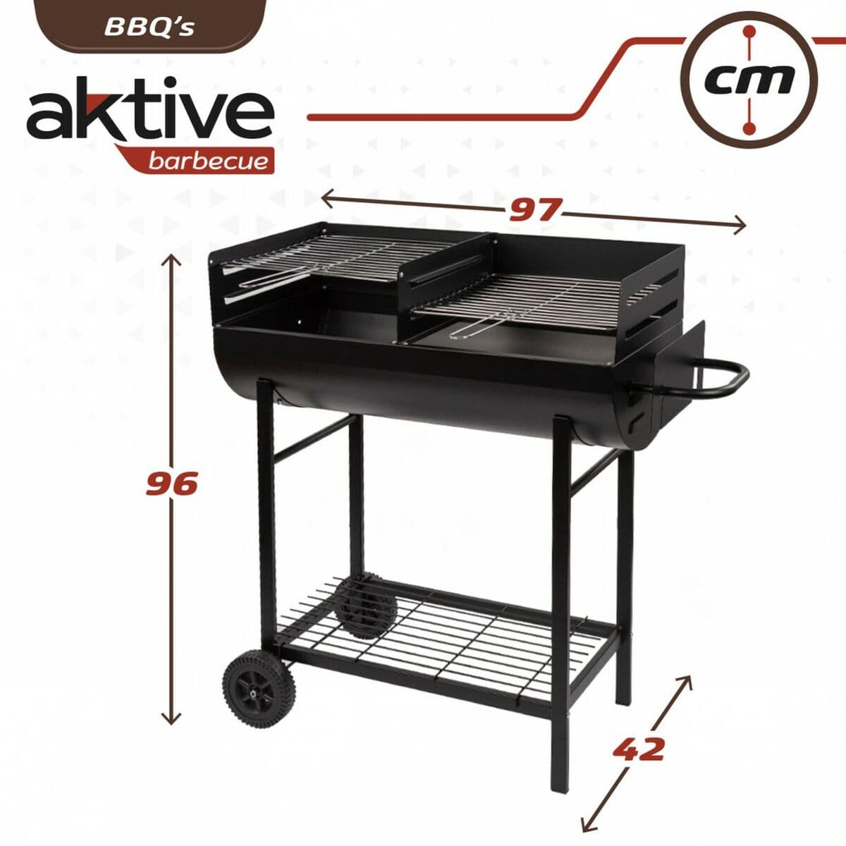 Kolgrill med hjul Aktive Svart (Renoverade C) - Image 5