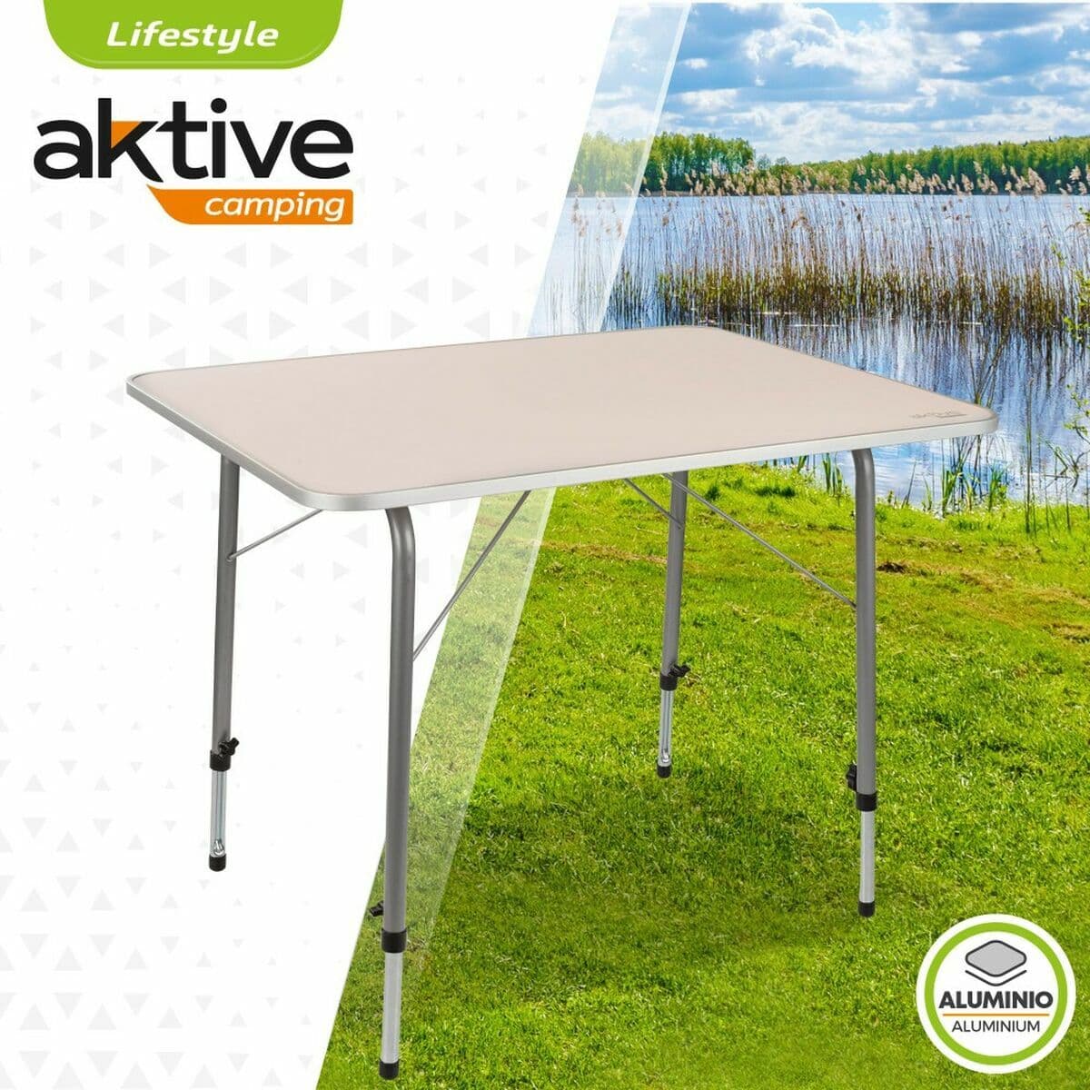 Tisch Aktive 80 x 60 cm Weiß Biegsam Camping - Image 2