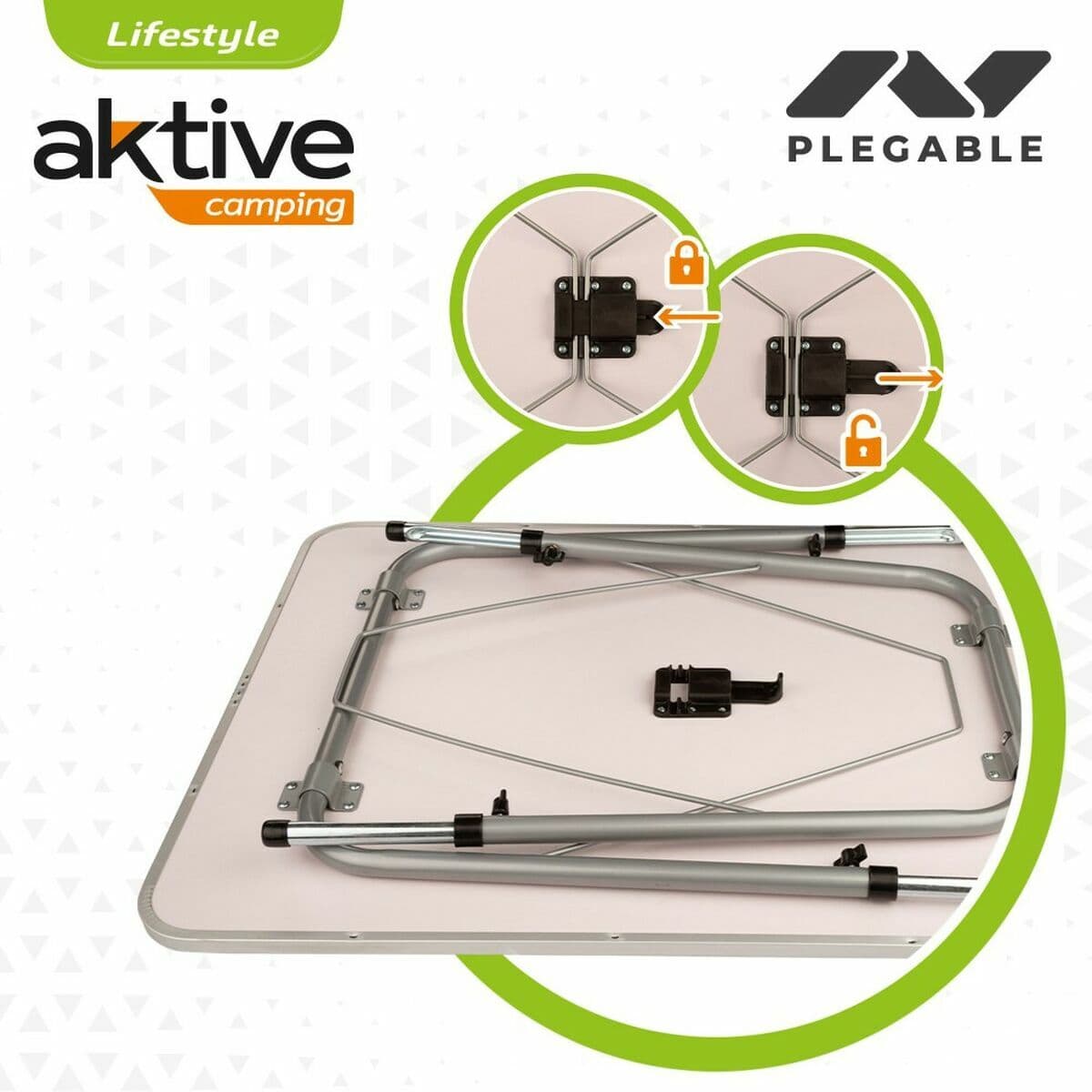 Tisch Aktive 80 x 60 cm Weiß Biegsam Camping - Image 4