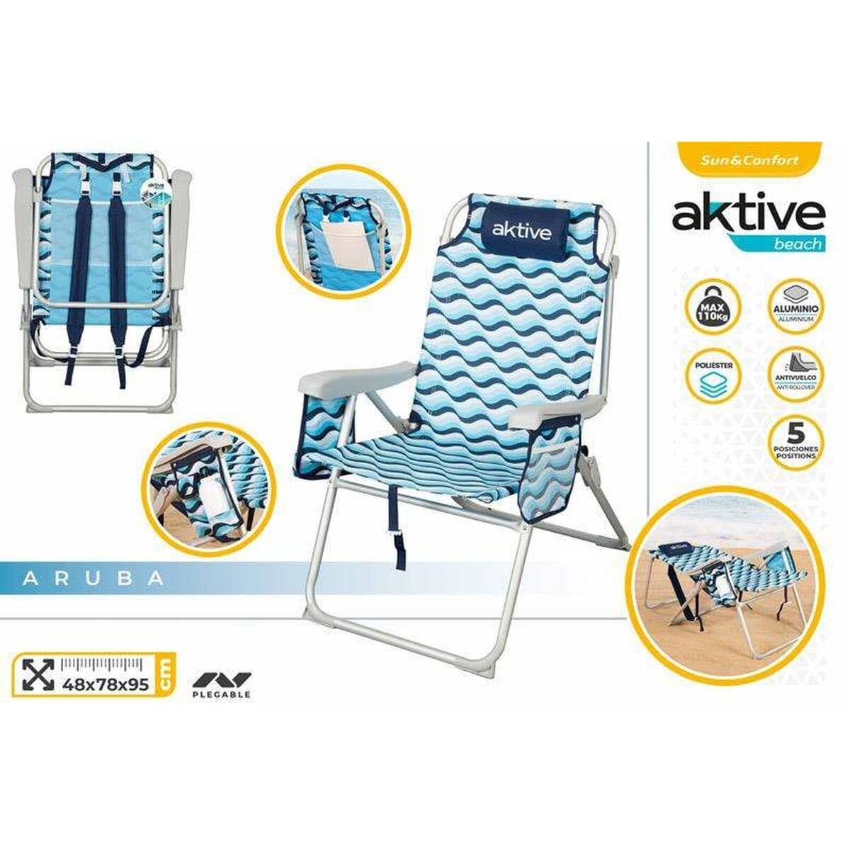 Silla de Playa Aktive 64 x 63 x 43 cm Celeste - Image 2