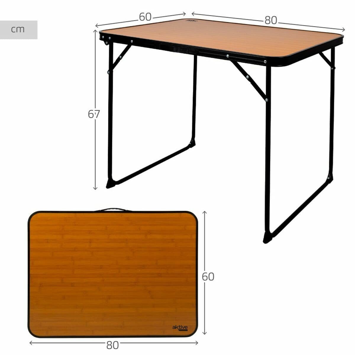 Mesa Plegable Aktive De acampada Bambú 80 x 60 x 67 cm - Image 7