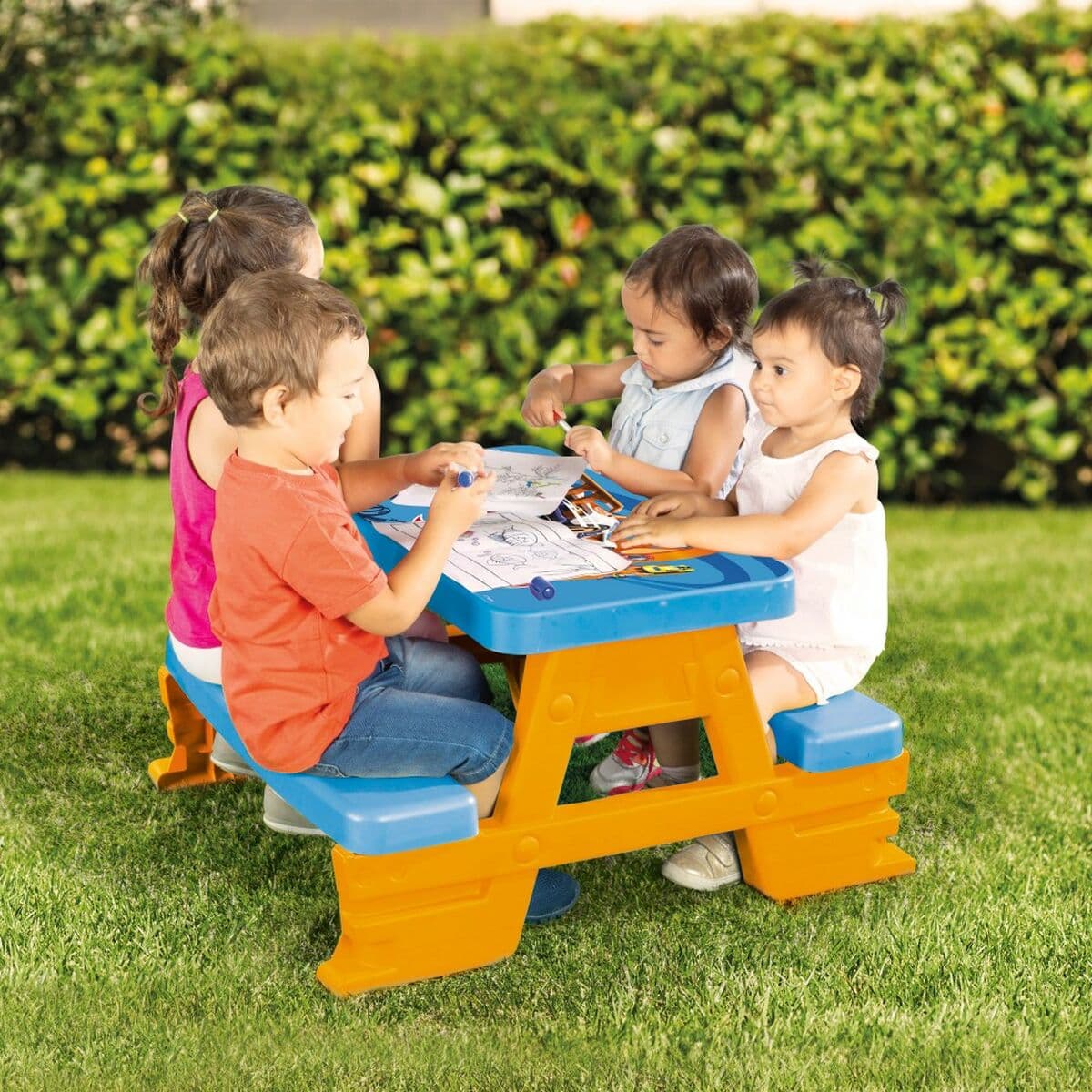 Set met kindertafel en stoelen Colorbaby Blauw Oranje - Image 2