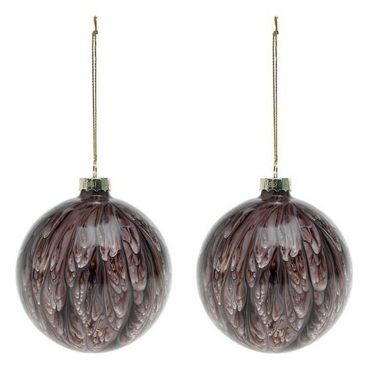 Karácsonyi díszek (2 pcs) 113572 Barna Piros 8 cm (2 egység) - Image 2