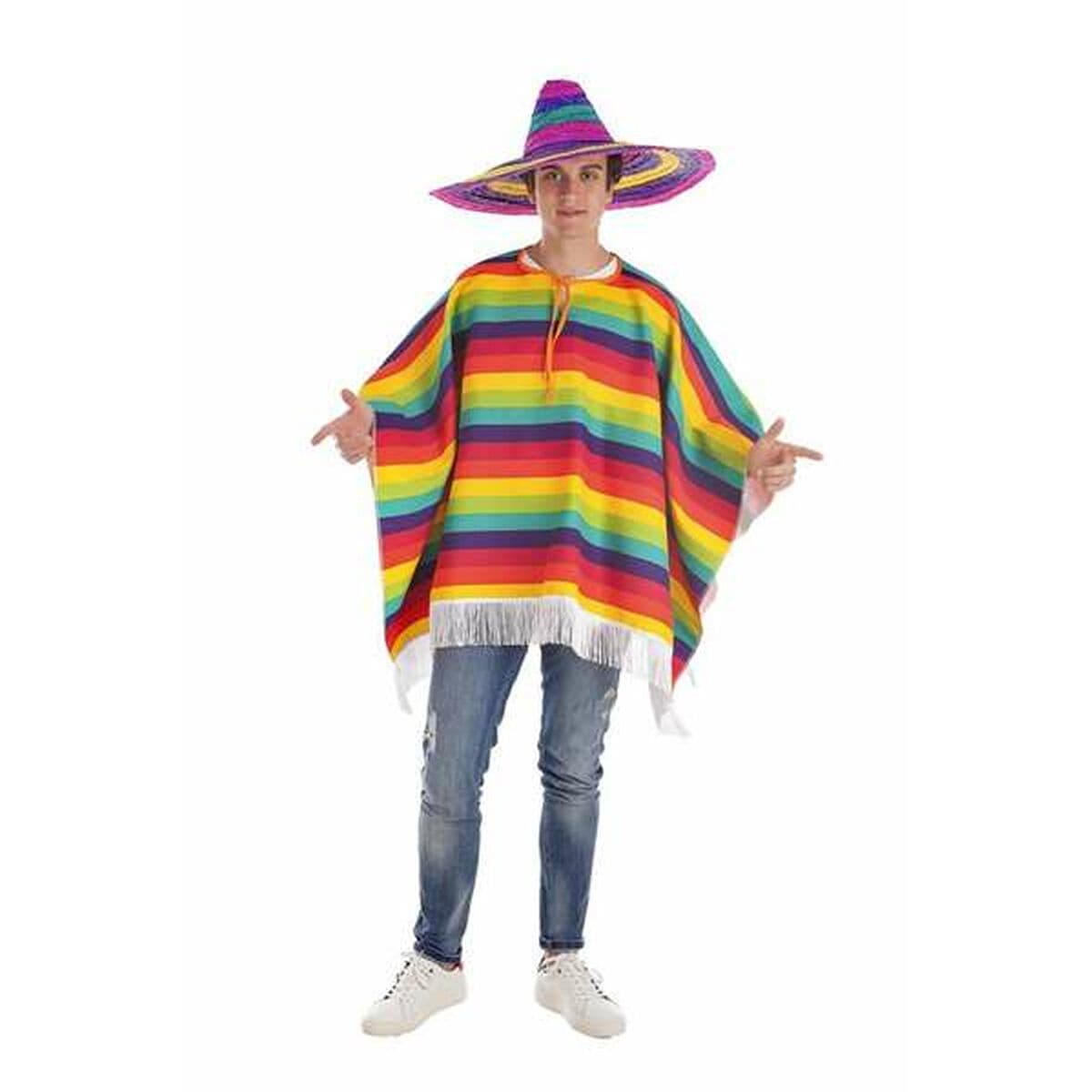 Disfraz para Adultos Arcoiris Poncho L