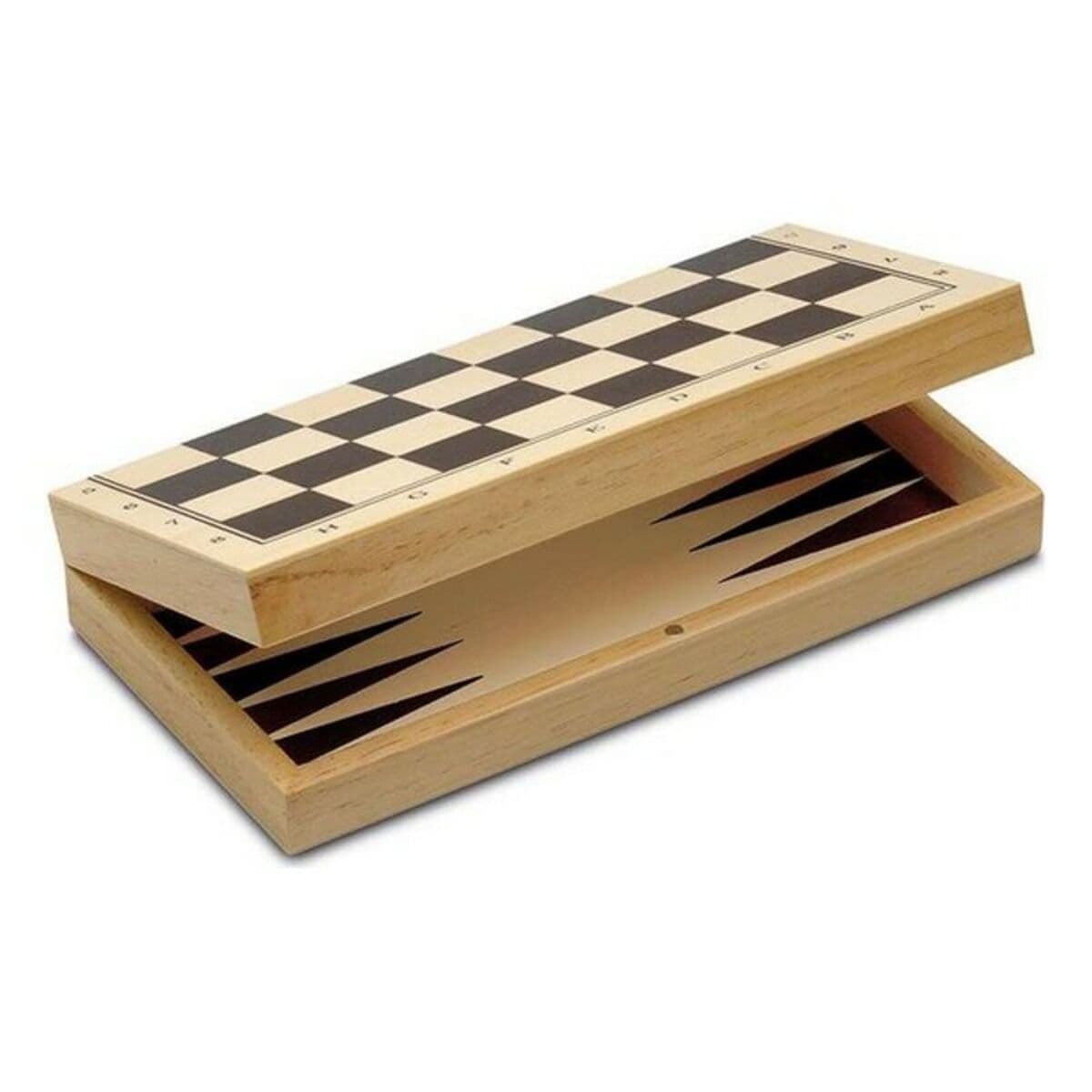 Set 3 Juegos de Mesa Cayro 648 Madera 29 x 29 cm 3 en 1 Ajedrez Backgamon Damas - Image 3