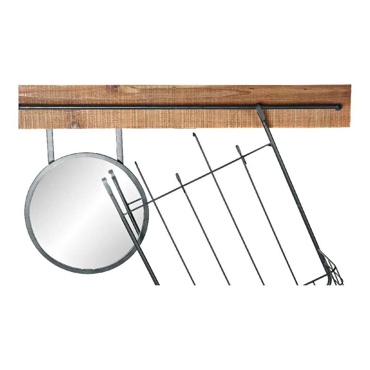 Zidno ogledalo DKD Home Decor Crna Metal Jela Ogledalo (80 x 15 x 20 cm) - Image 2