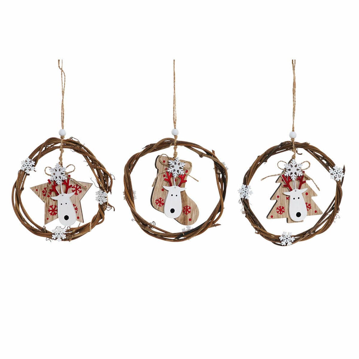 Weihnachtsschmuck DKD Home Decor Holz (3 pcs) (14 x 1 x 18 cm)