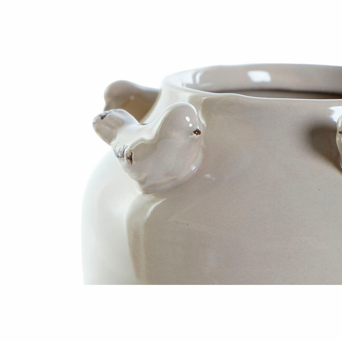 Vaso DKD Home Decor Porcellana Grigio Beige Uccelli Shabby Chic (15 x 15 x 13,5 cm) (2 Unità)   - Image 2