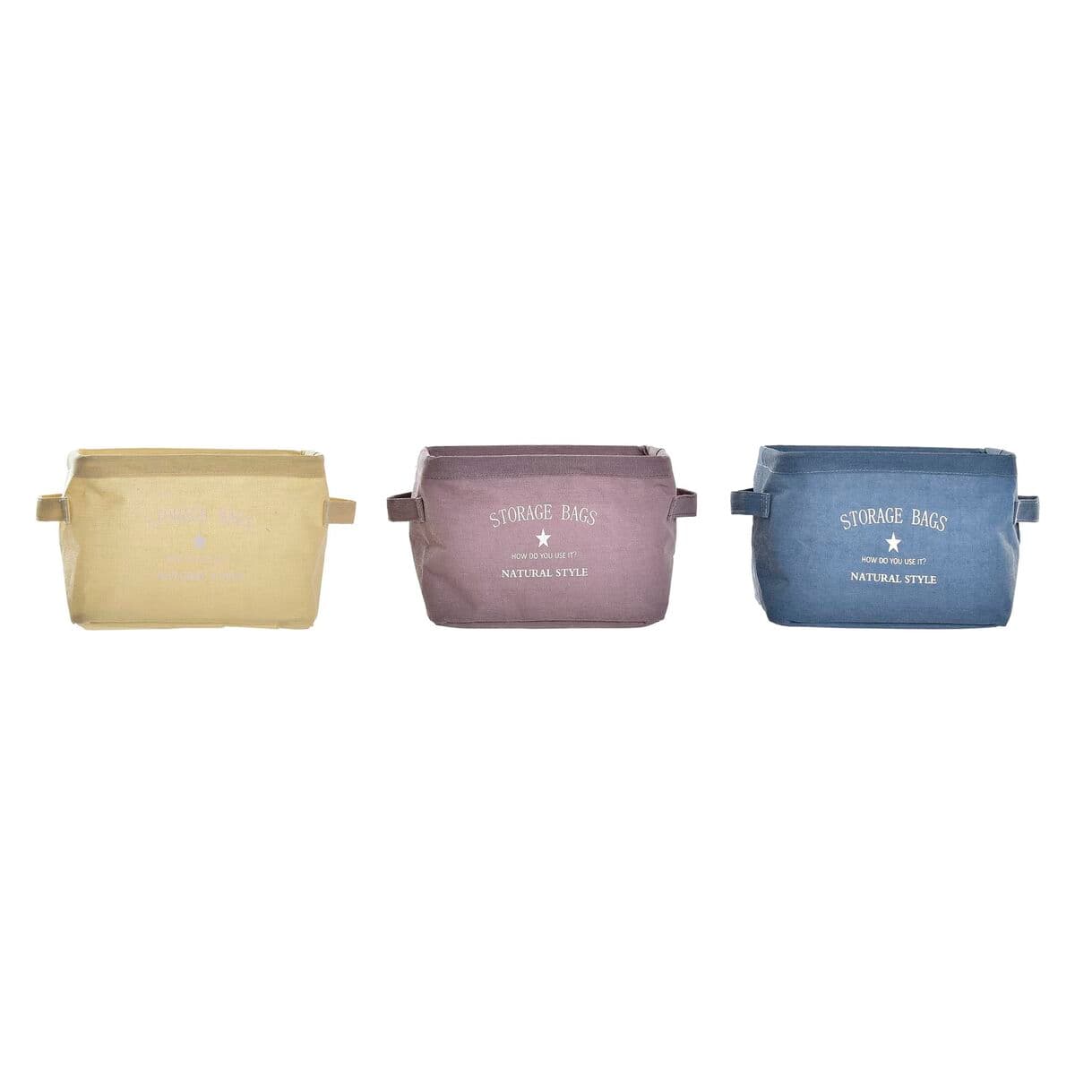 Koszyk DKD Home Decor Żółty Niebieski Kasztanowy Płótno Nowoczesny 20 x 16 x 15 cm (3 Sztuk)