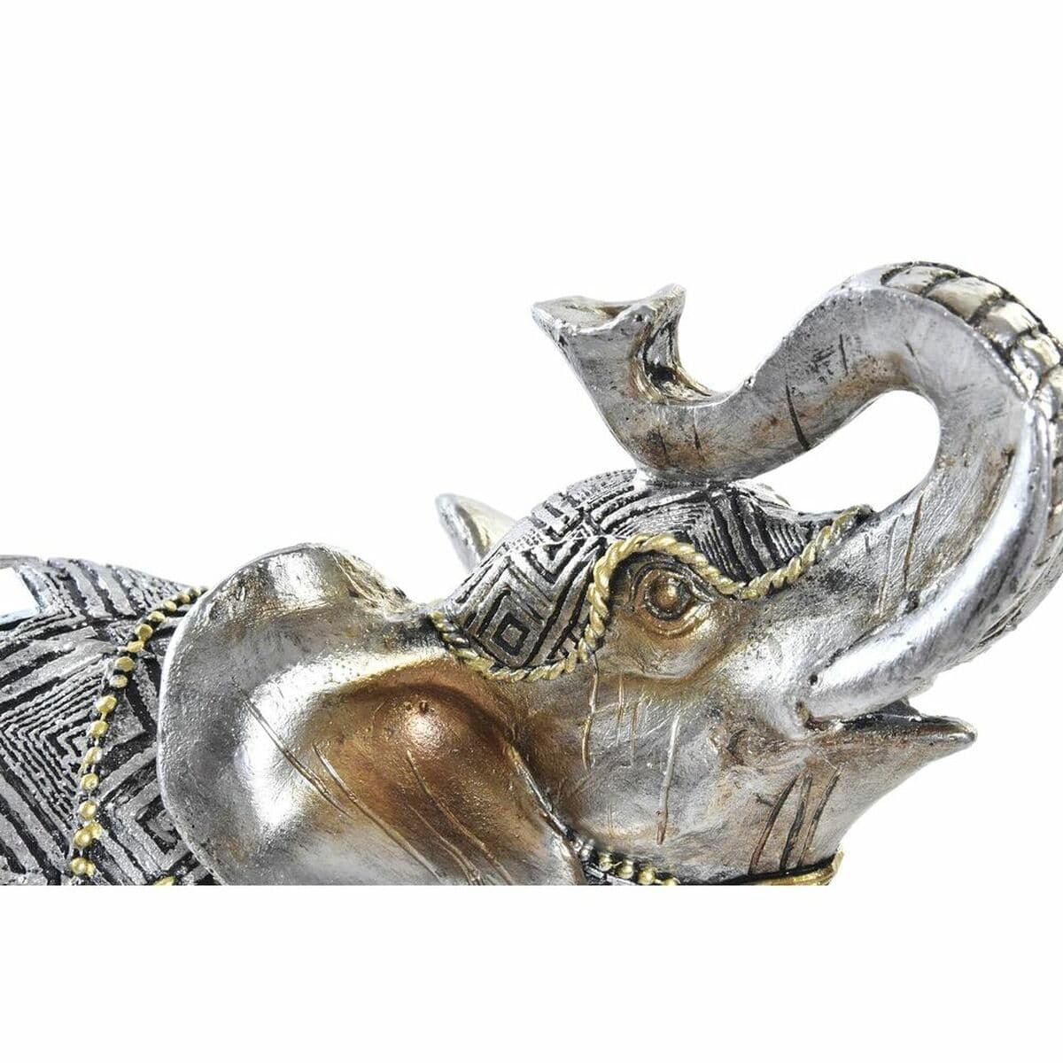 Decorative Figure DKD Home Decor Elephant Silver Golden Resin (22,5 x 10,7 x 21,5 cm) (2 Units) - Image 3