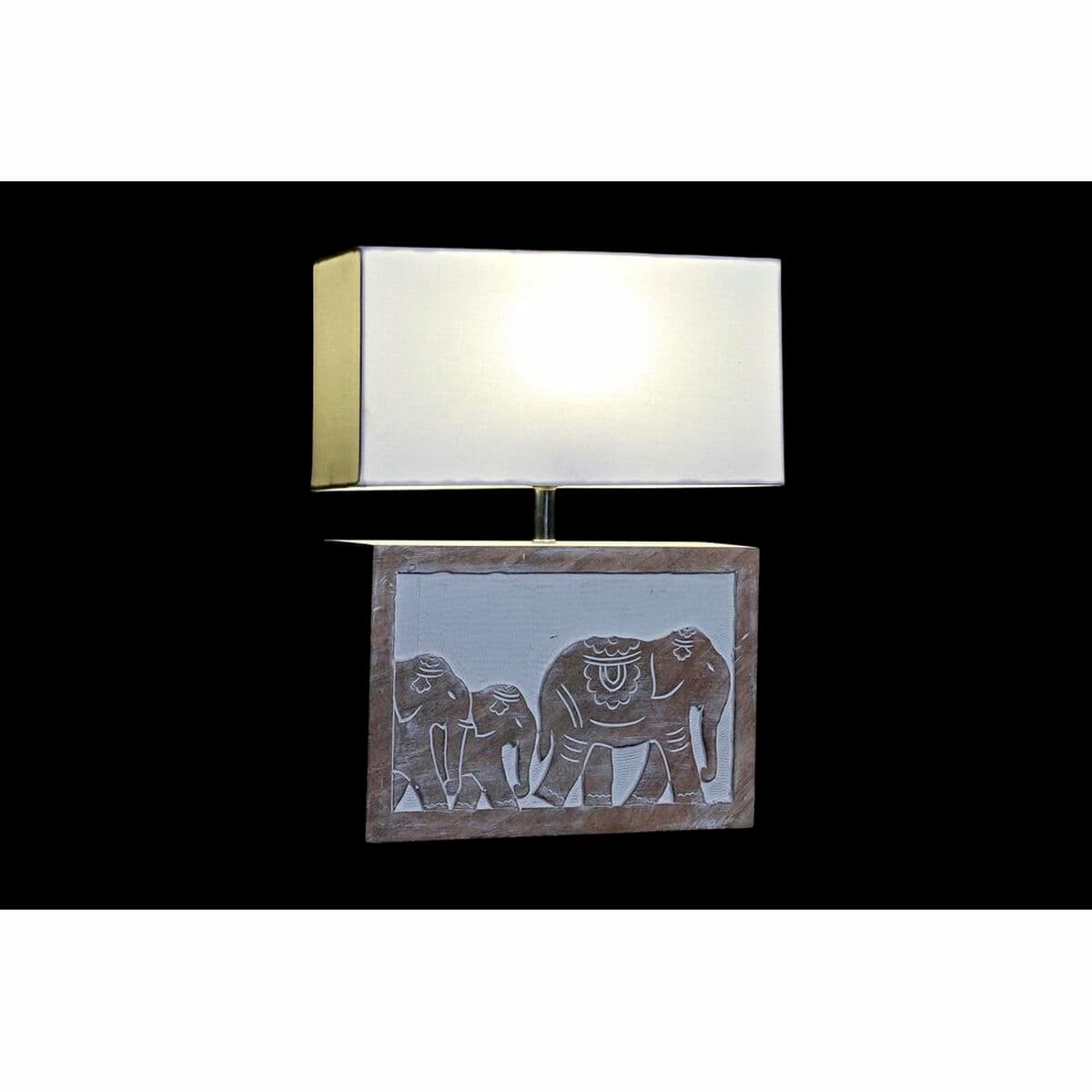 Lampa stołowa DKD Home Decor Biały Brązowy Drewno mango 50 W 220 V 33 x 12 x 41 cm - Image 4